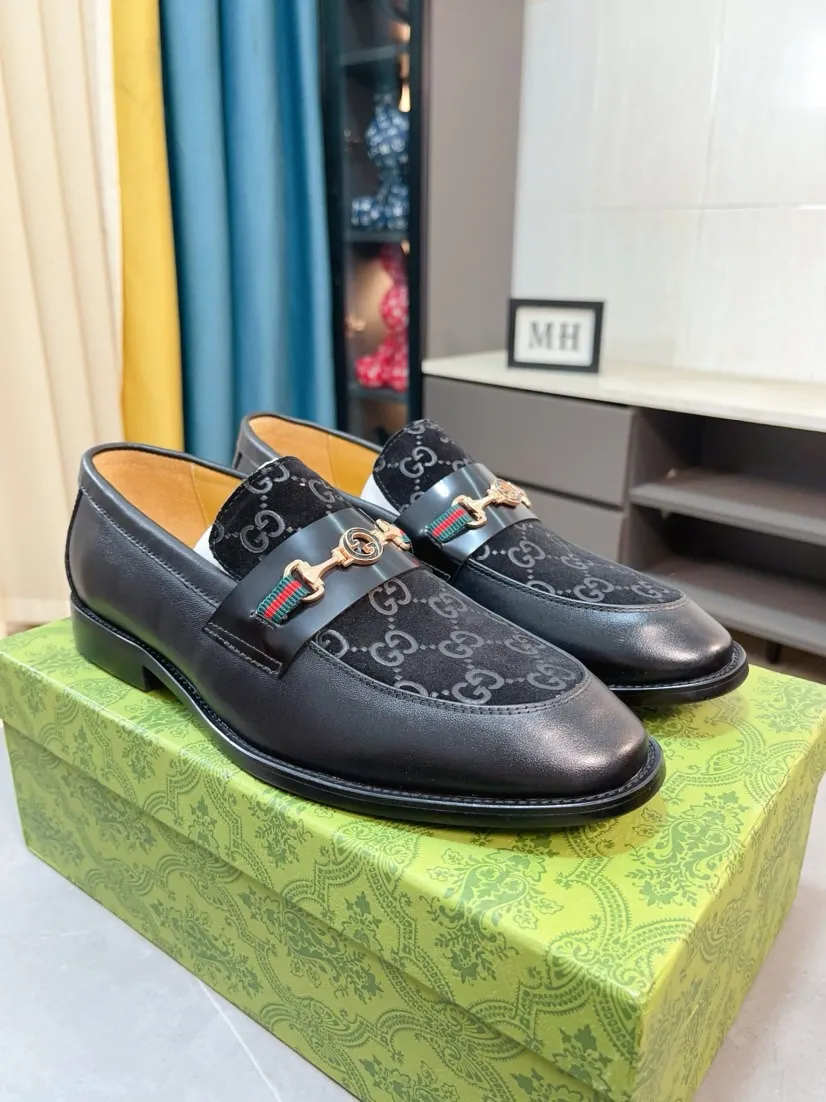 Men's Men's Shoes 💰458🌹🌹【GUCCI】The most popular classic Gucci leather shoes. Synchronized with the official website, the upper is made of Italian open-edge pig ostrich pattern➕cow leather lining, with unique brand and unique craftsmanship. Highlighting the hot style of the new year. Stop hesitating, stop wandering, get it now. Number: 38--44, 45 46 can be customized